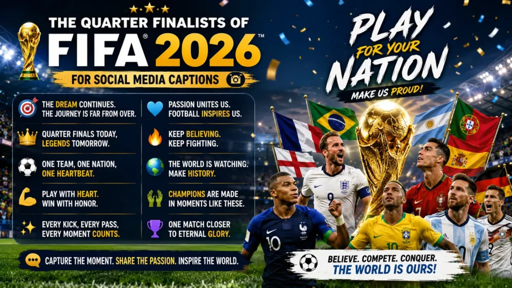 Best Wishes for the Quarter Finalists of FIFA 2026 for Social Media Captions