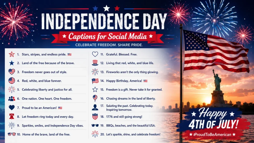 Independence Day Captions for Social Media