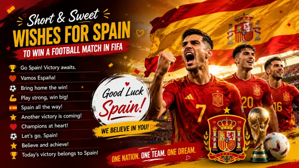 Short & Sweet Wishes for Spain to Win a Football Match in FIFA