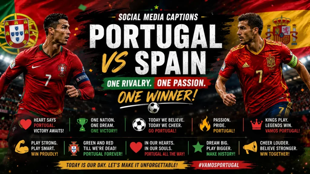 Social Media Captions for Portugal vs Spain in FIFA