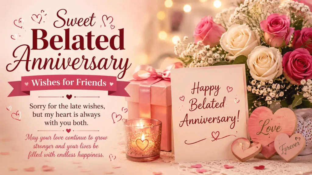 Sweet Belated Anniversary Wishes for Friends