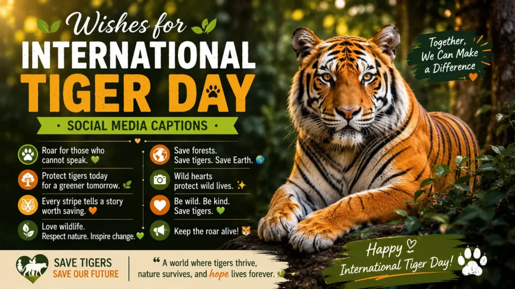 Wishes for International Tiger Day Social Media Captions
