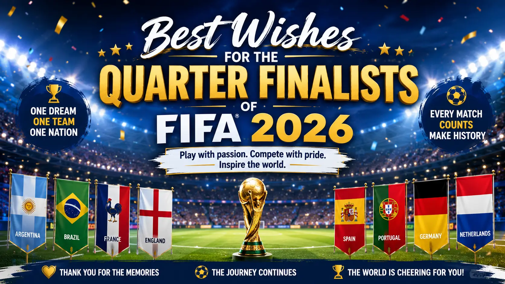 Best wishes for the Quarter finalists of FIFA 2026
