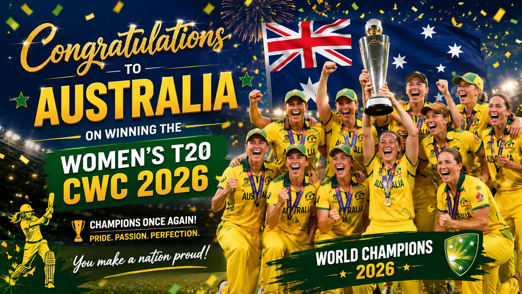 Congratulations to Australia on winning a Women's t20 CWC 2026