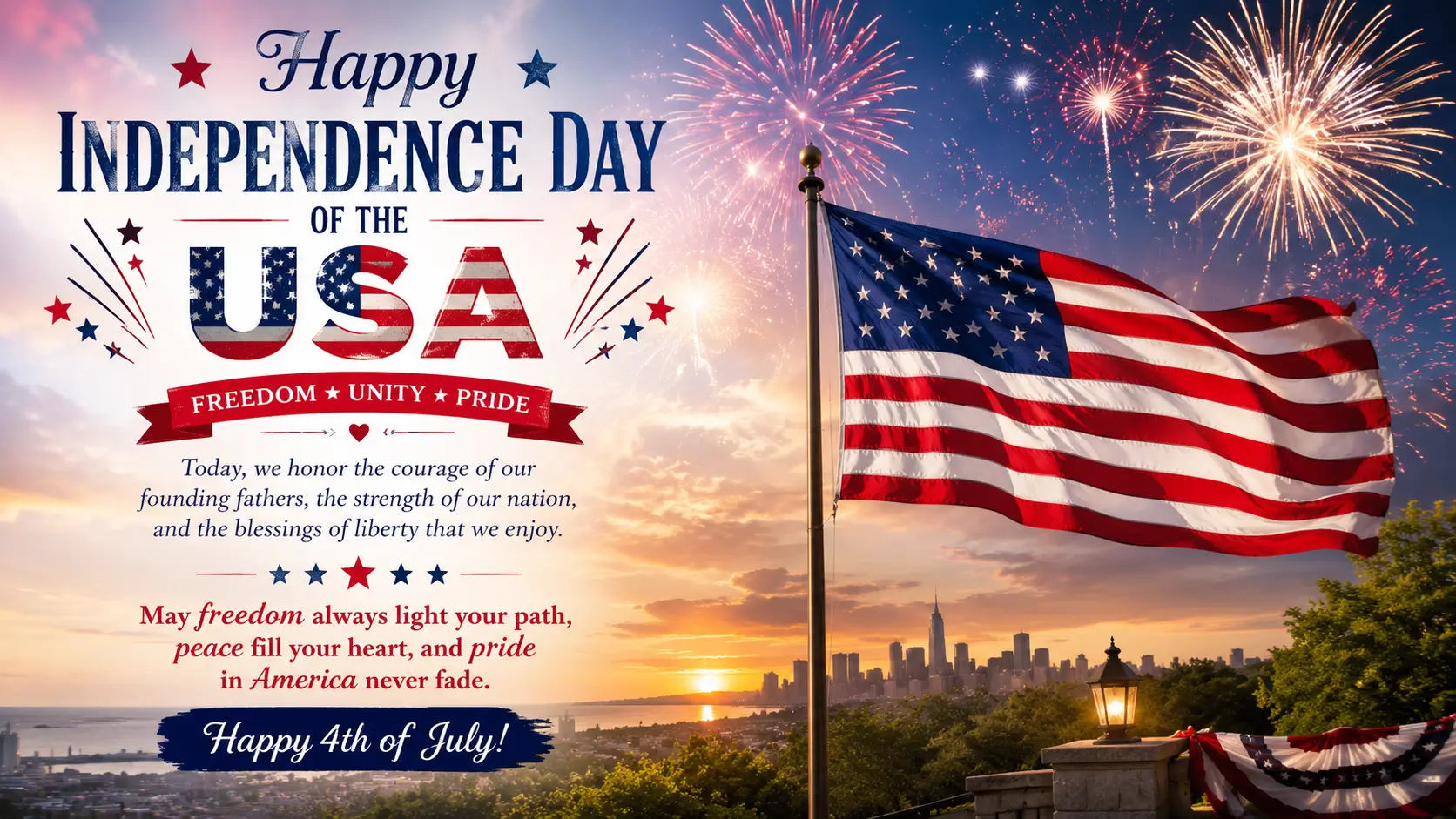 Wishes for Independence Day of the USA