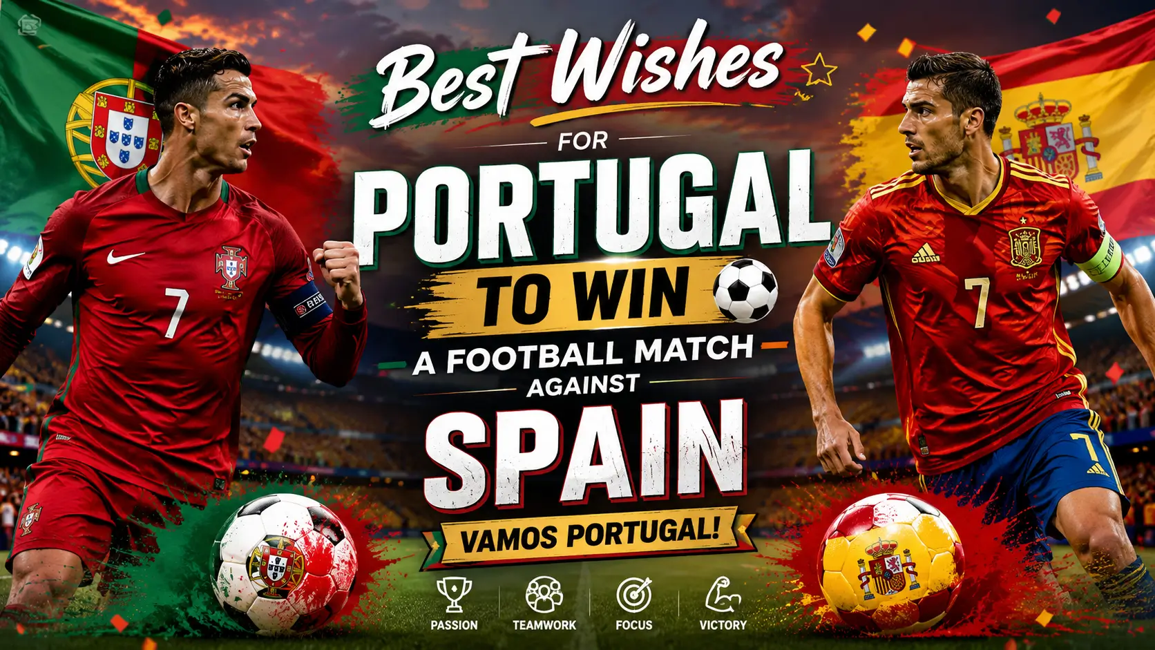 wishes for Portugal to win a football match againts Spain in FIFA